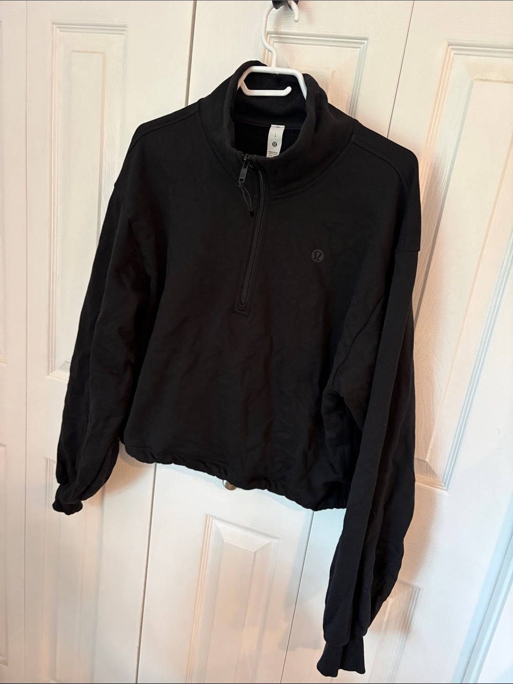 lululemon athletica cotton terry tennis  half-Zip Cropped Sweatshirt